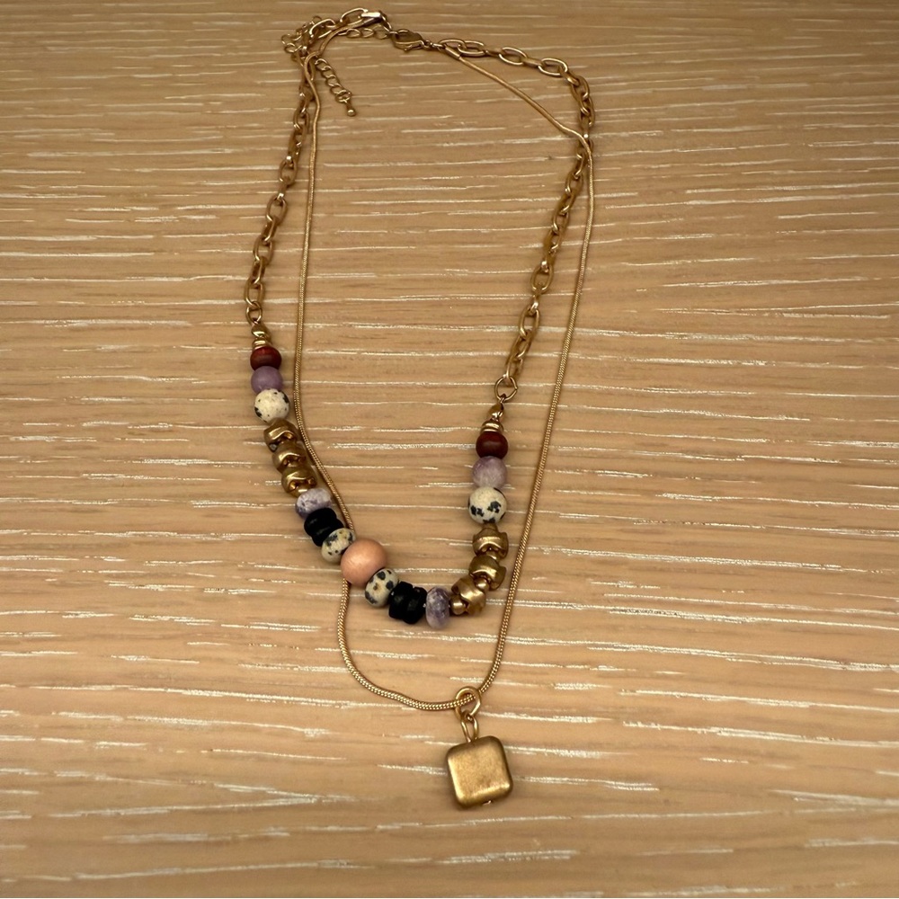 Natural Stone Necklace featuring double strand